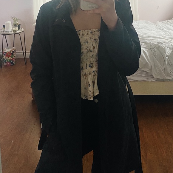 Navy Button Up Rain Coat - Picture 3 of 3